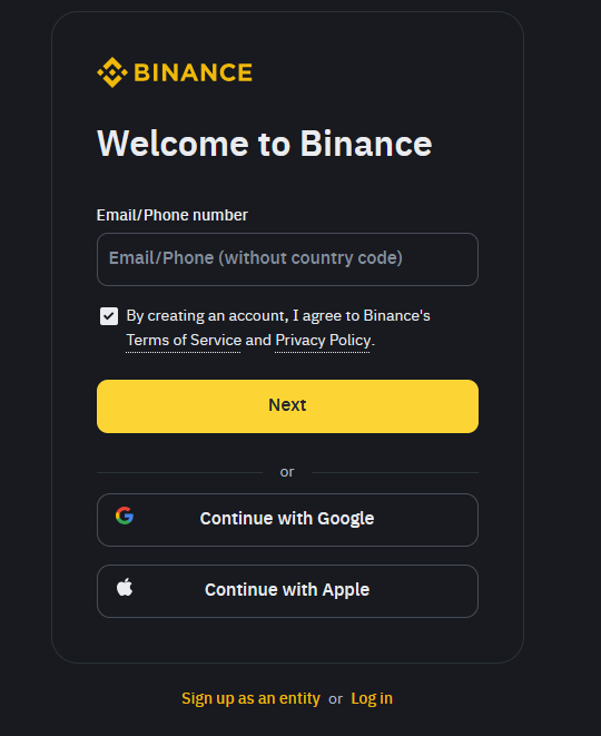 فتح حساب على منصة بينانس Binance